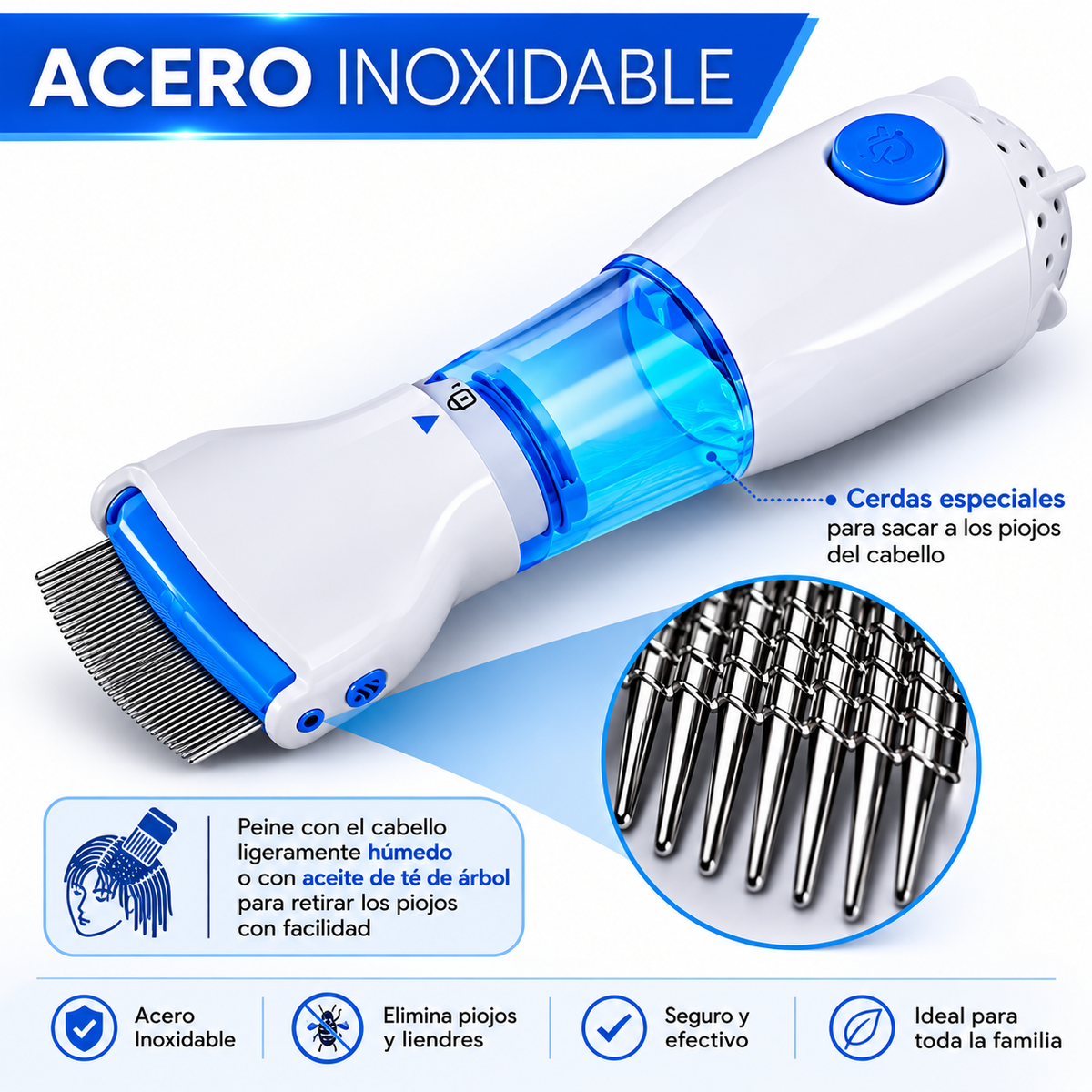 Aspiradora Peine Eléctrico Removedor de Piojos Y Liendres V-COMB | 110V