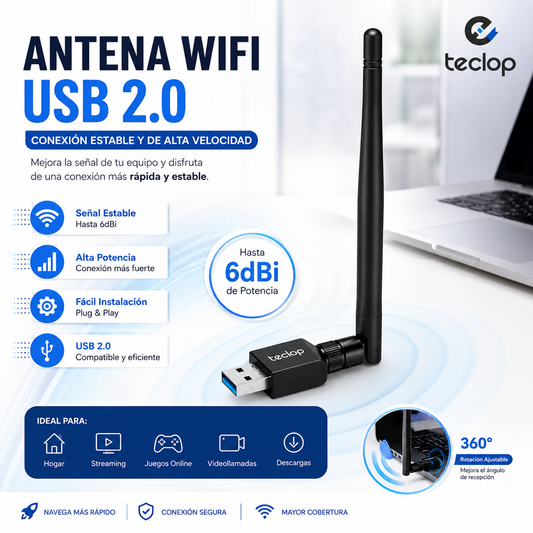 Antena WiFi para Mayor Cobertura y Estabilidad de Señal | Repuesto Universal