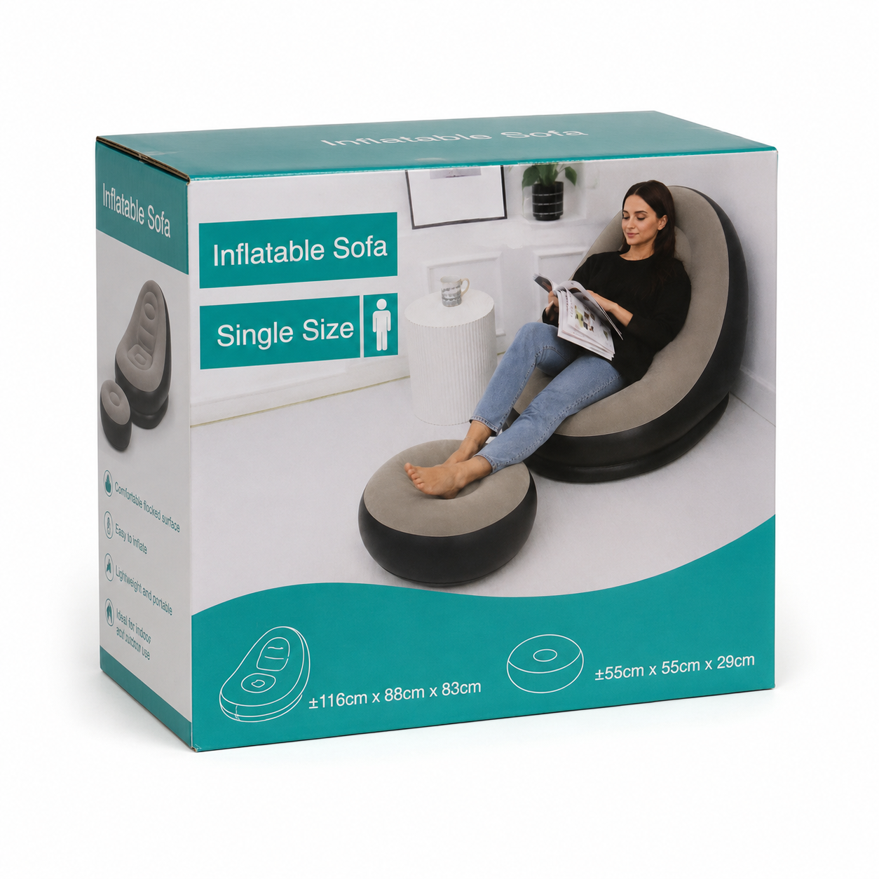Sillón Inflable Individual con Puff | Sofá Inflable Cómodo y Resistente