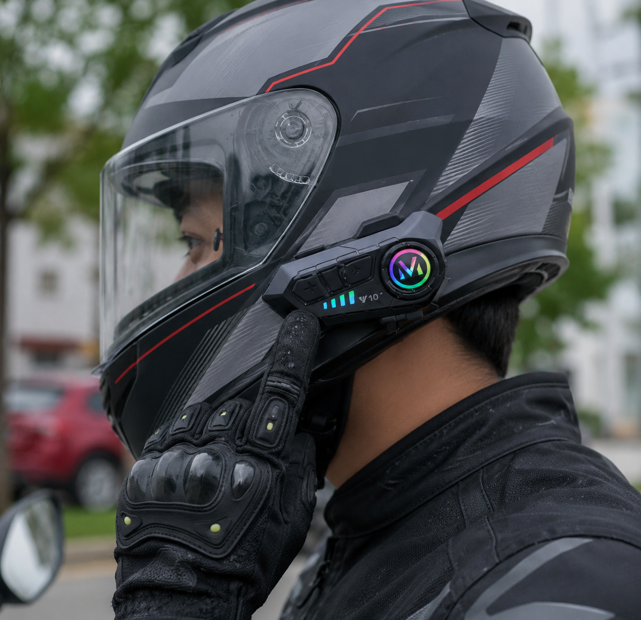 Intercomunicador Bluetooth V10 para Casco Moto | Manos Libres con Luz RGB