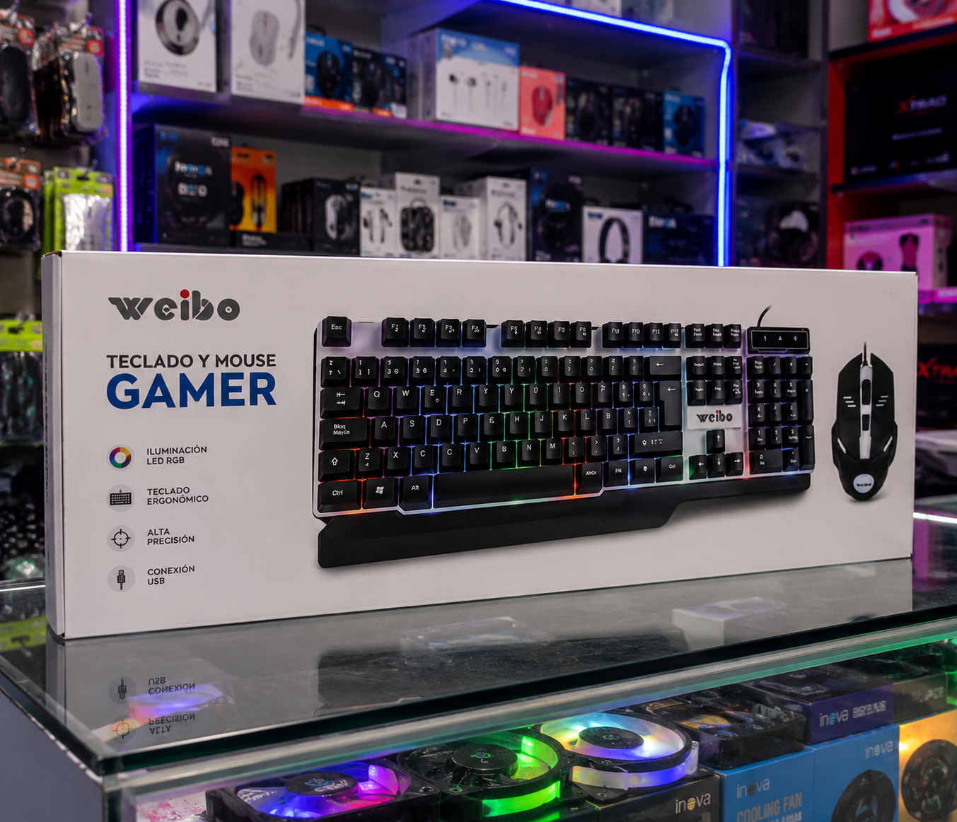 Combo Gamer WEIBO WB-550 Teclado y Mouse USB con Iluminación LED
