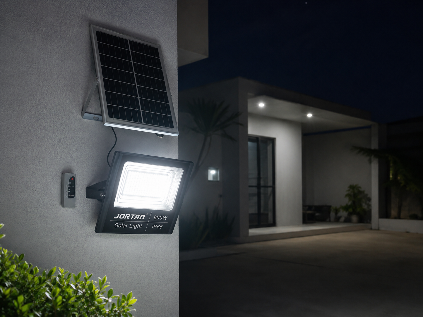 Reflector Solar LED JORTAN 600W con Panel Solar y Control Remoto IP66