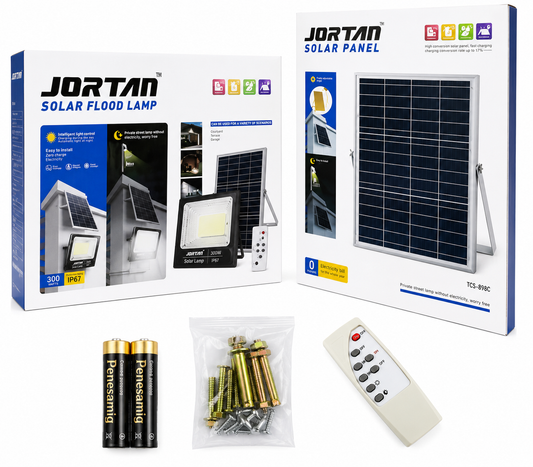 Reflector Solar LED JORTAN 1200W con Panel Solar y Control Remoto IP66
