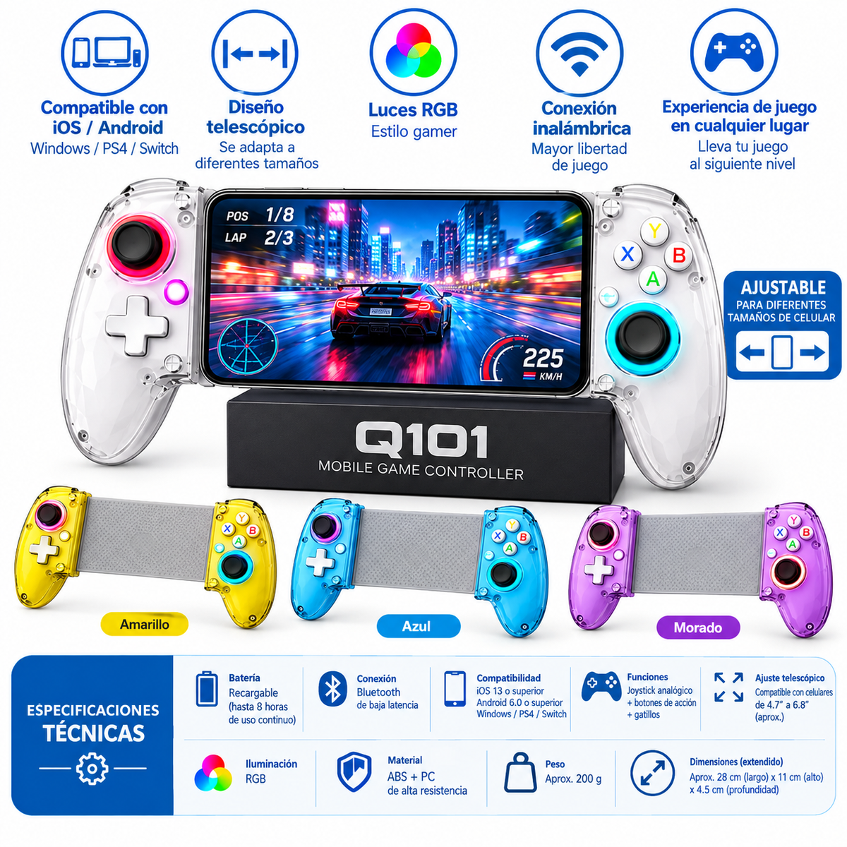 Control Q101 Bluetooth para Celular Extensible