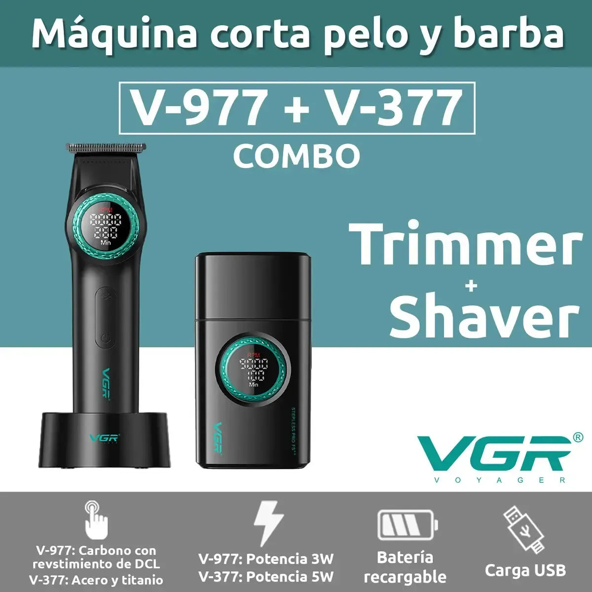 Combo VGR Patillera V-977 + Shaver V-377