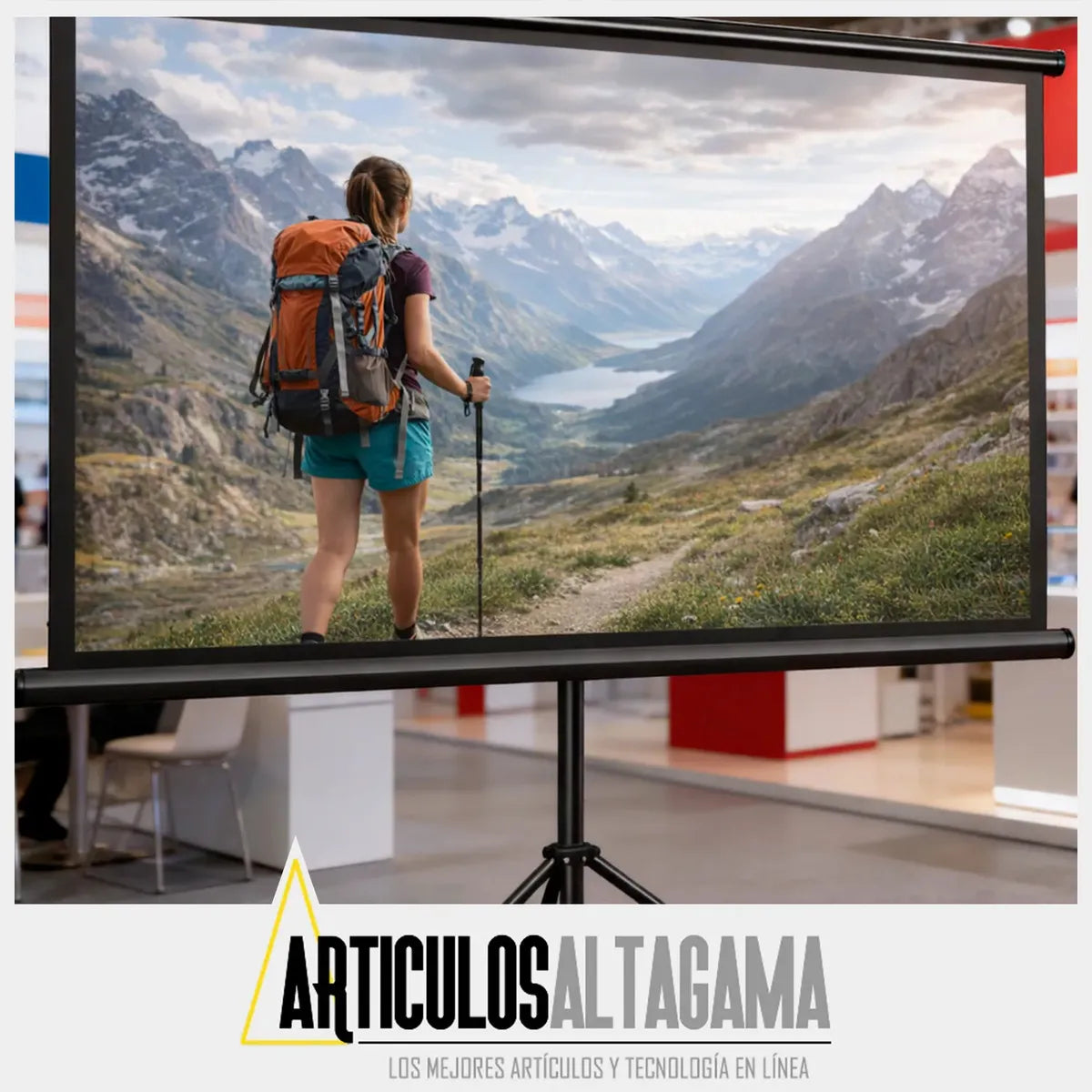 Telón para Proyector 72" con Trípode Portátil | Pantalla 16:9 HD para Video Beam