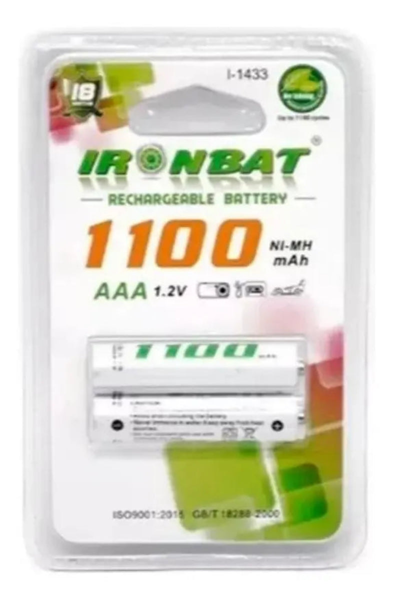 Pilas Recargables Aaa X 2 1100mah Baterías Ironbat