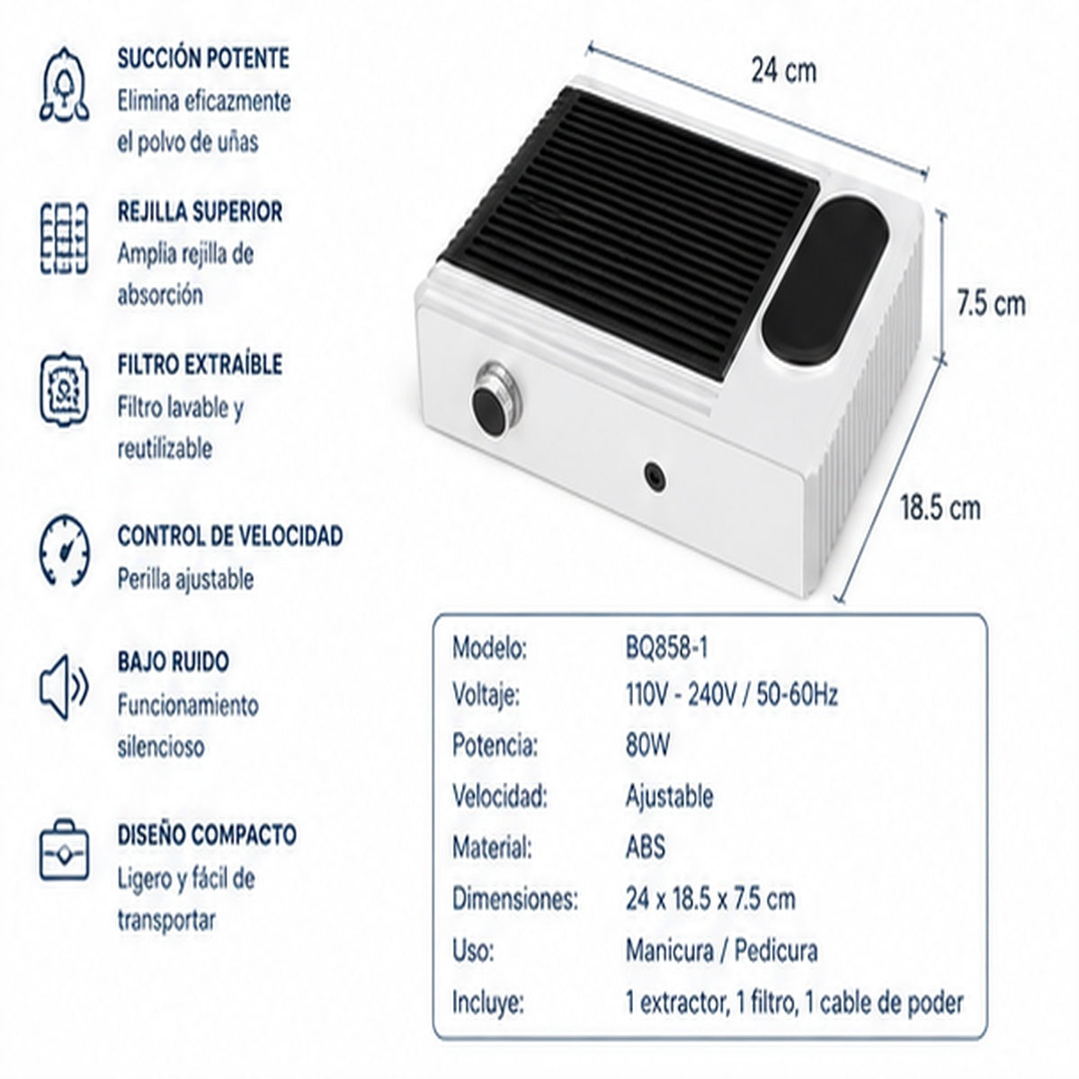 Extractor De Polvo Para Uñas 80W – SUN Nails