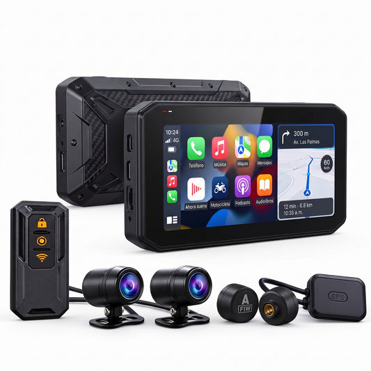 Pantalla CarPlay Para Moto Con Cámaras, GPS Y Sensores De Presión De Neumáticos