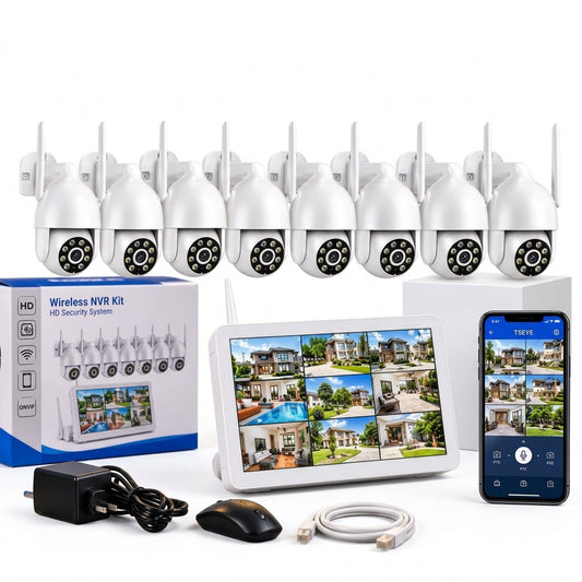 Kit Seguridad NVR 8 Cámaras Inalámbricas PTZ Con Pantalla TSEYE
