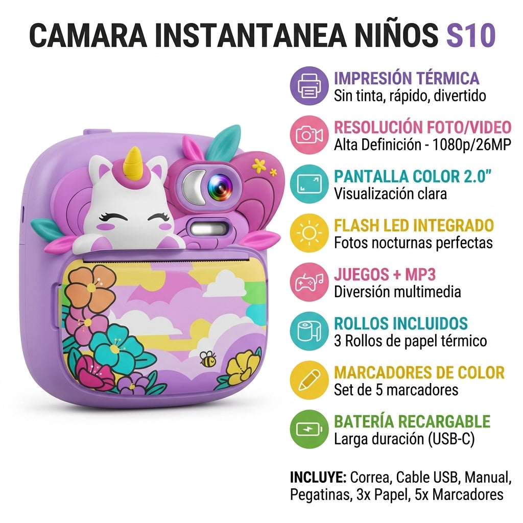 Cámara Instantánea para Niños S10