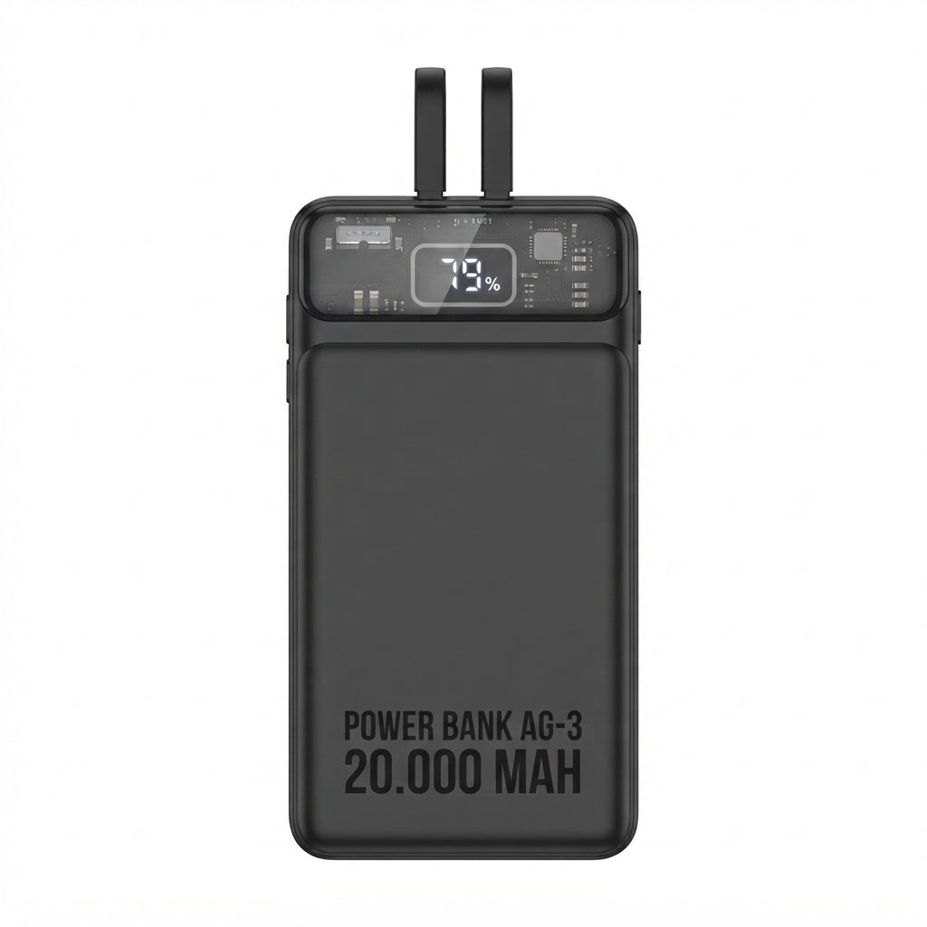 Power Bank AG-3 20.000 mAh Carga Rápida 22.5W Con Pantalla