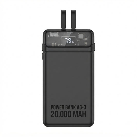 Power Bank AG-3 20.000 mAh Carga Rápida 22.5W Con Pantalla