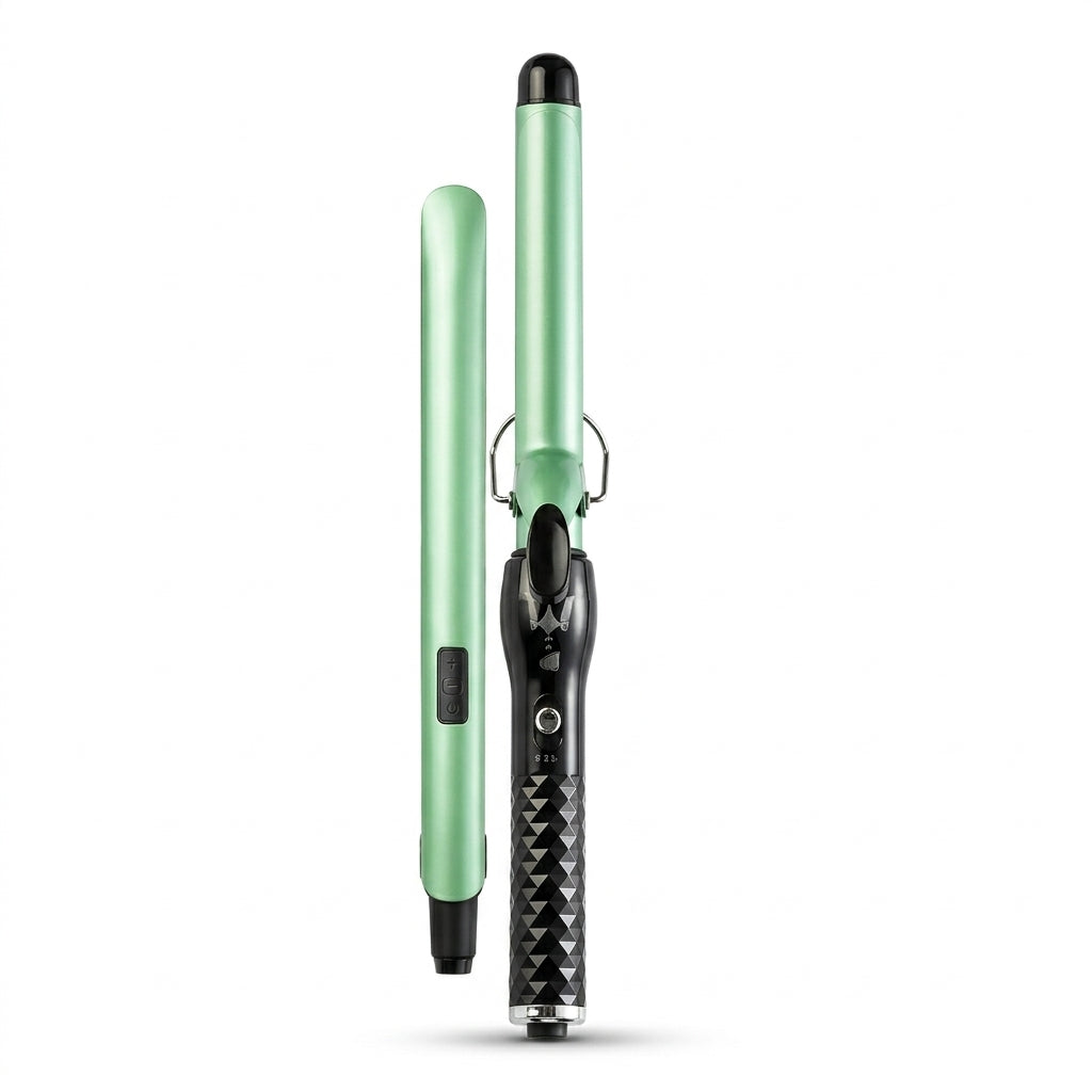 Combo Plancha Aguacate + Pinza Rizadora Para Alisar Y Crear Rizos