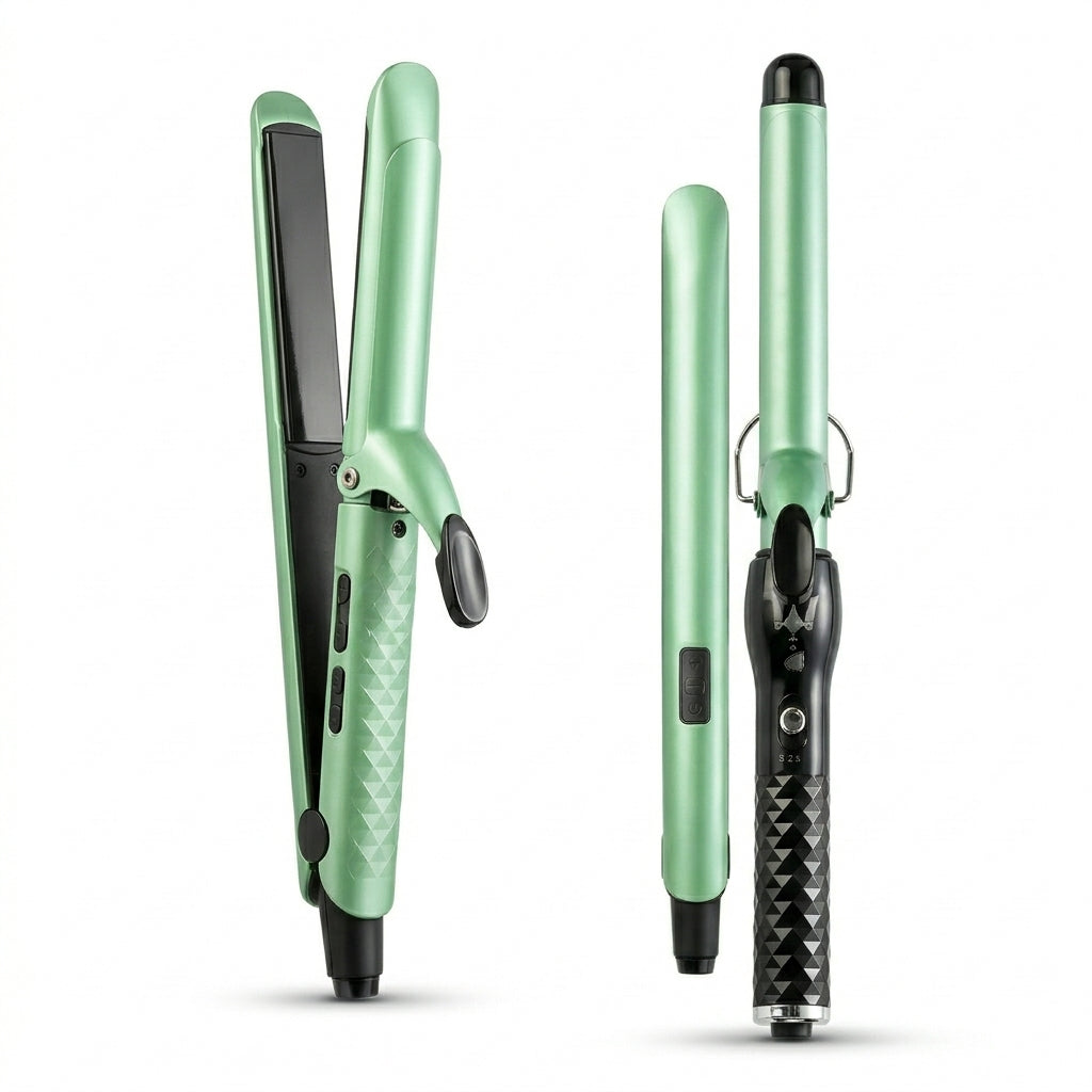 Combo Plancha Aguacate + Pinza Rizadora Para Alisar Y Crear Rizos