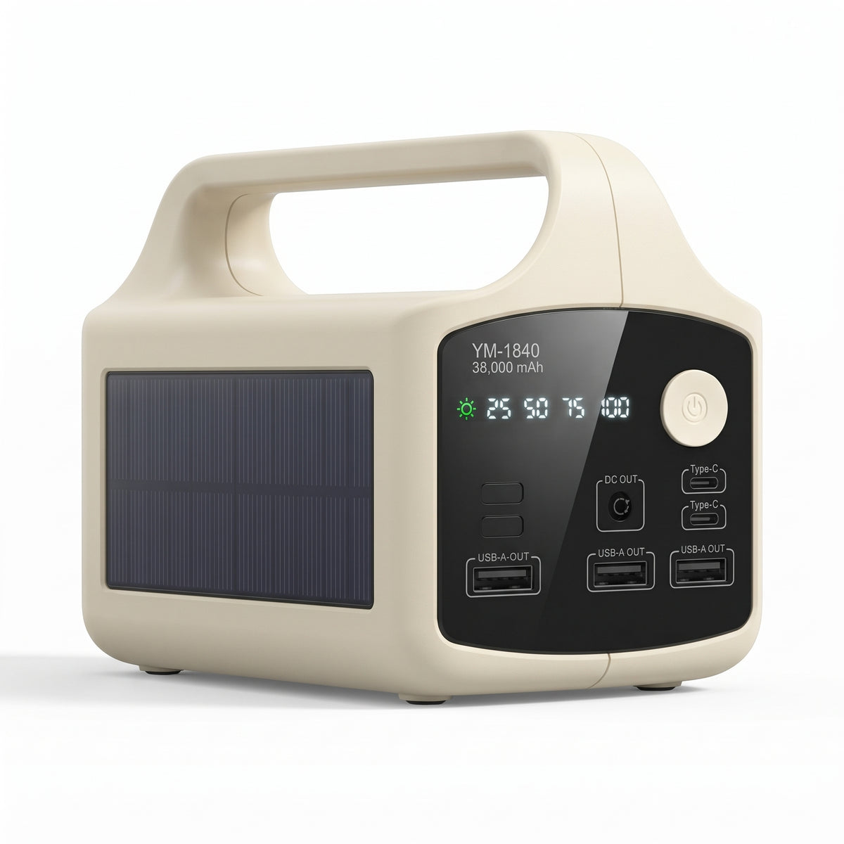 Power Bank Solar YM-1840 36.000 mAh Con Cables Integrados, Doble Linterna Y Salida 12V