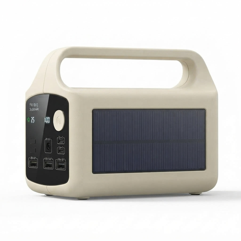 Power Bank Solar YM-1840 36.000 mAh Con Cables Integrados, Doble Linterna Y Salida 12V