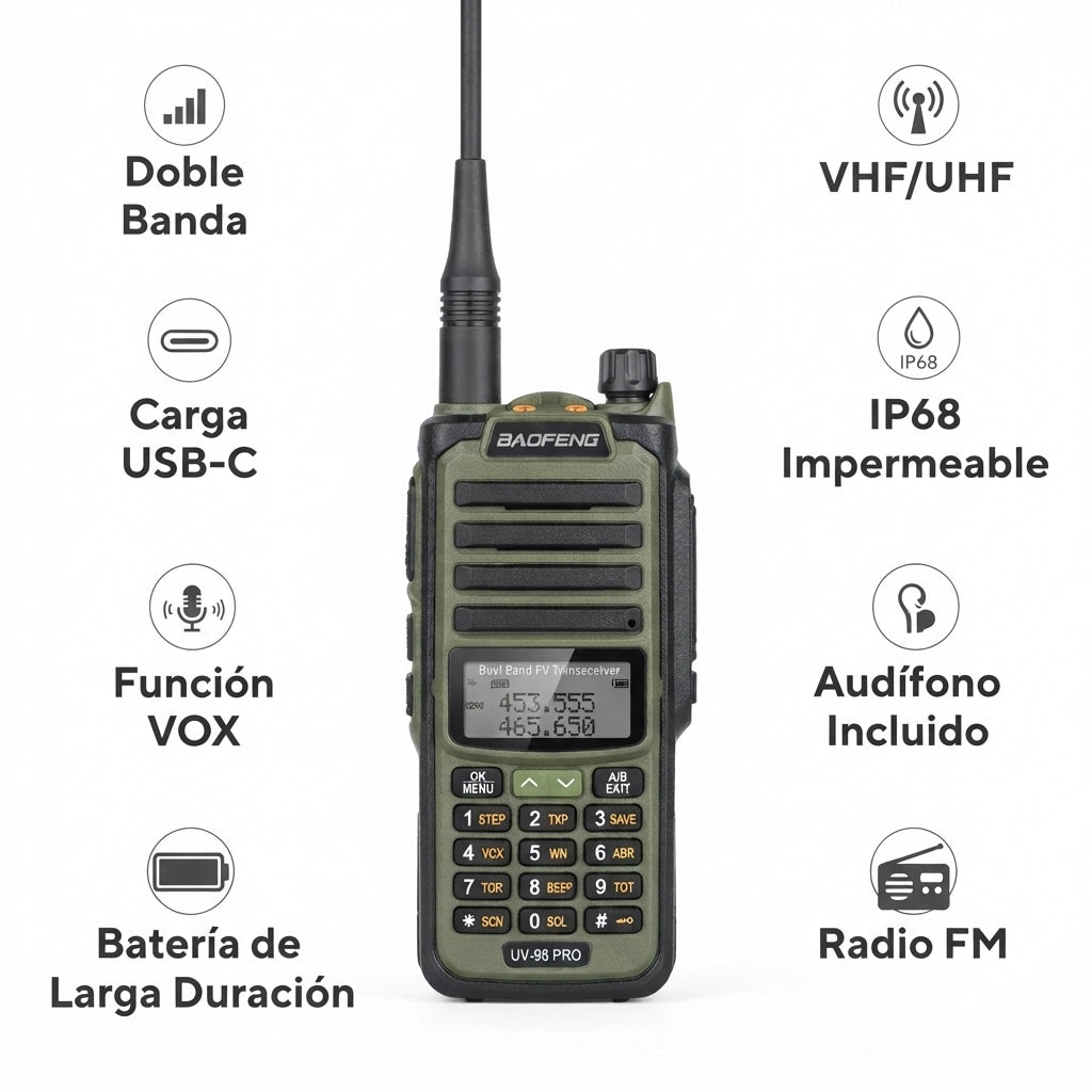 Radio Baofeng 98 Pro 8W Doble Banda Ip68