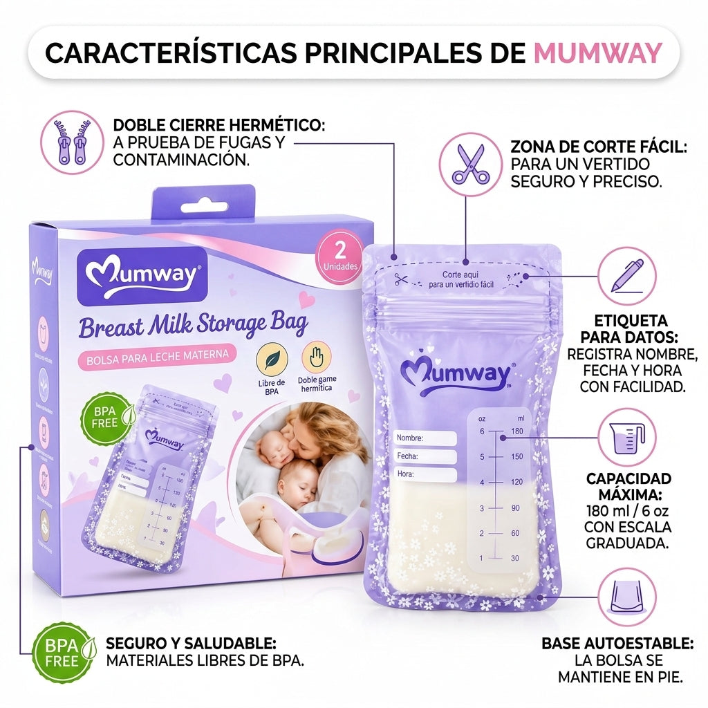 Bolsas Para Almacenar Leche Materna 180 Ml X 2 Unidades