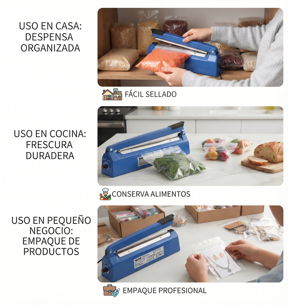 Selladora De Bolsas 100 Mm Para Empaques Plásticos