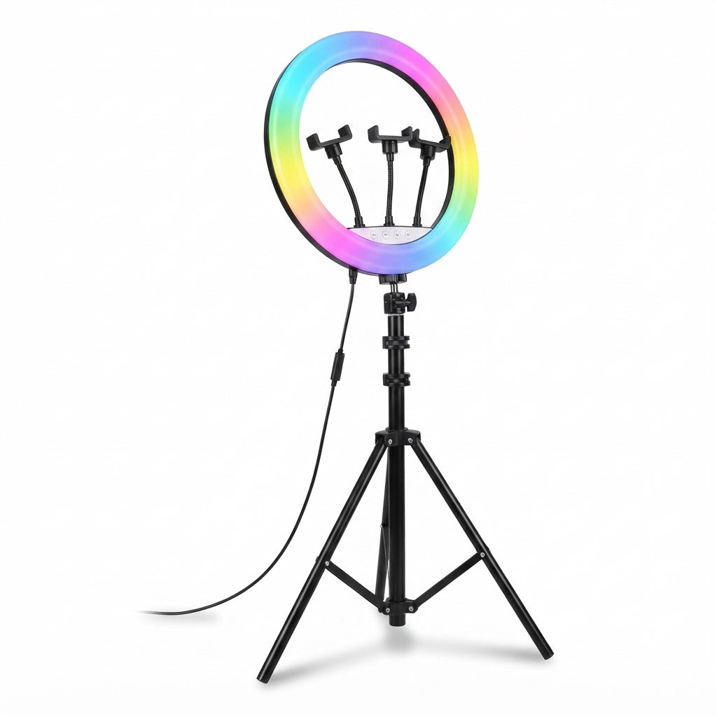 Aro De Luz MJ-45 RGB Con Trípode De 2 Metros Y 3 Soportes