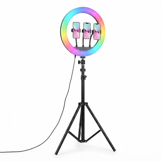 Aro De Luz MJ-45 RGB Con Trípode De 2 Metros Y 3 Soportes