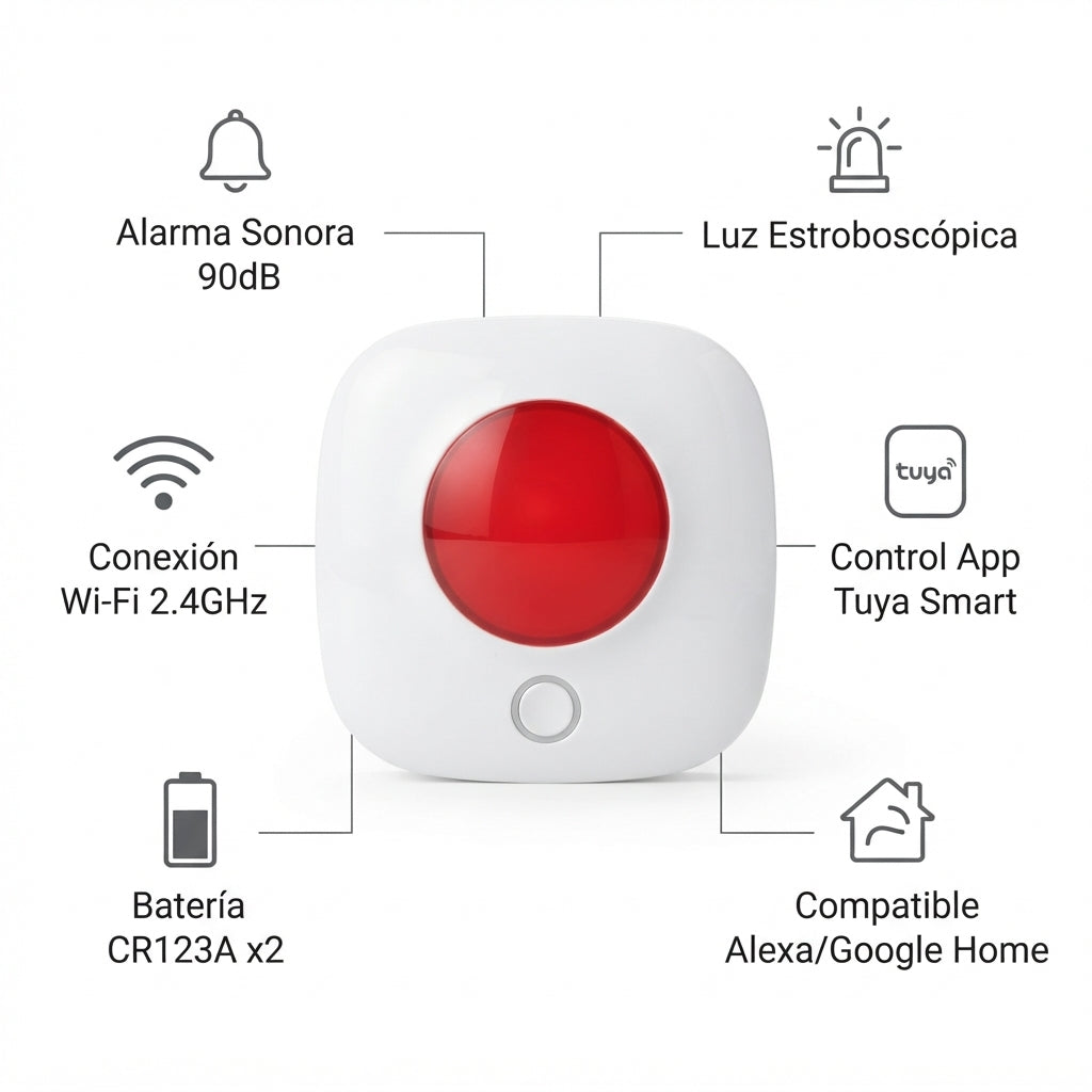 Sirena Estroboscópica Inteligente App Tuya Wifi