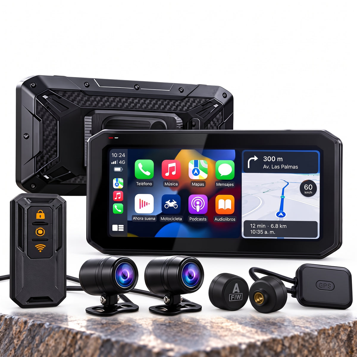 Pantalla CarPlay Para Moto Con Cámaras, GPS Y Sensores De Presión De Neumáticos