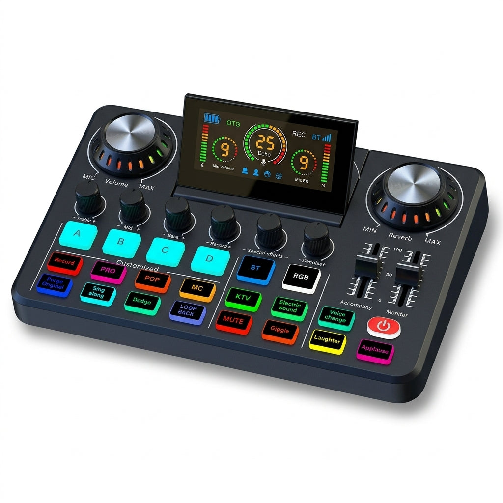 Tarjeta de Sonido Profesional F668 para Streaming, Podcast y Grabación