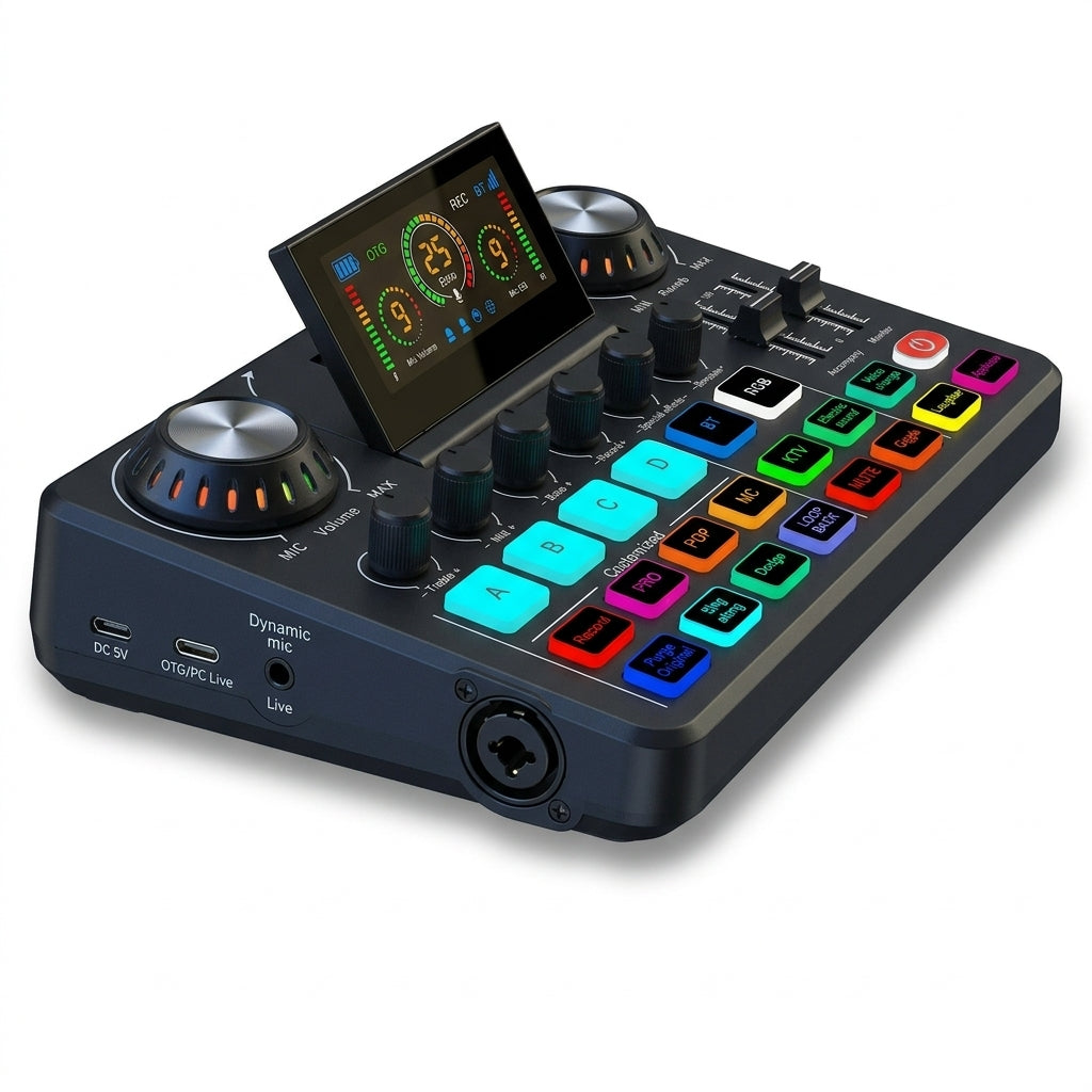 Tarjeta de Sonido Profesional F668 para Streaming, Podcast y Grabación