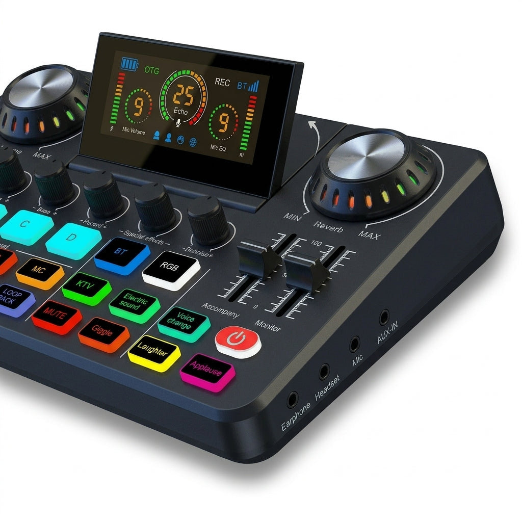 Tarjeta de Sonido Profesional F668 para Streaming, Podcast y Grabación