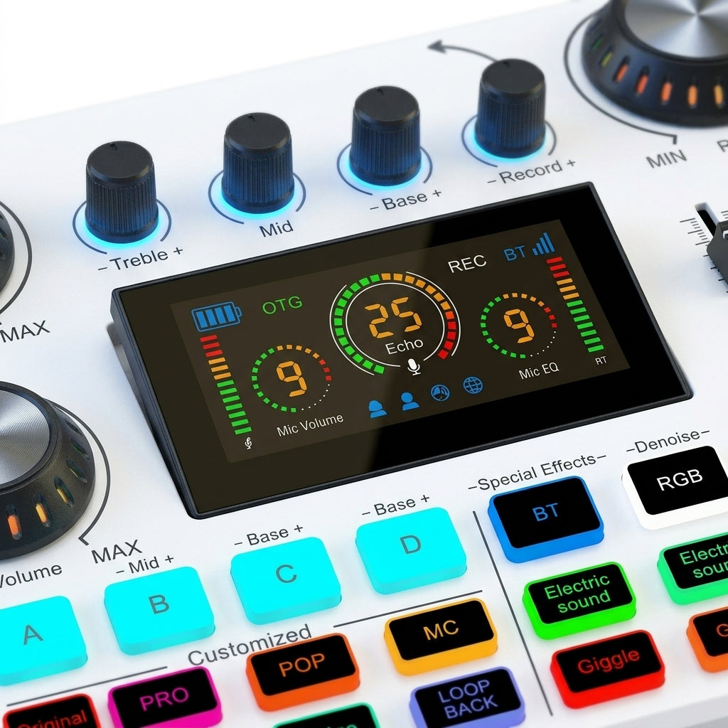 Tarjeta de Sonido Profesional F668 para Streaming, Podcast y Grabación