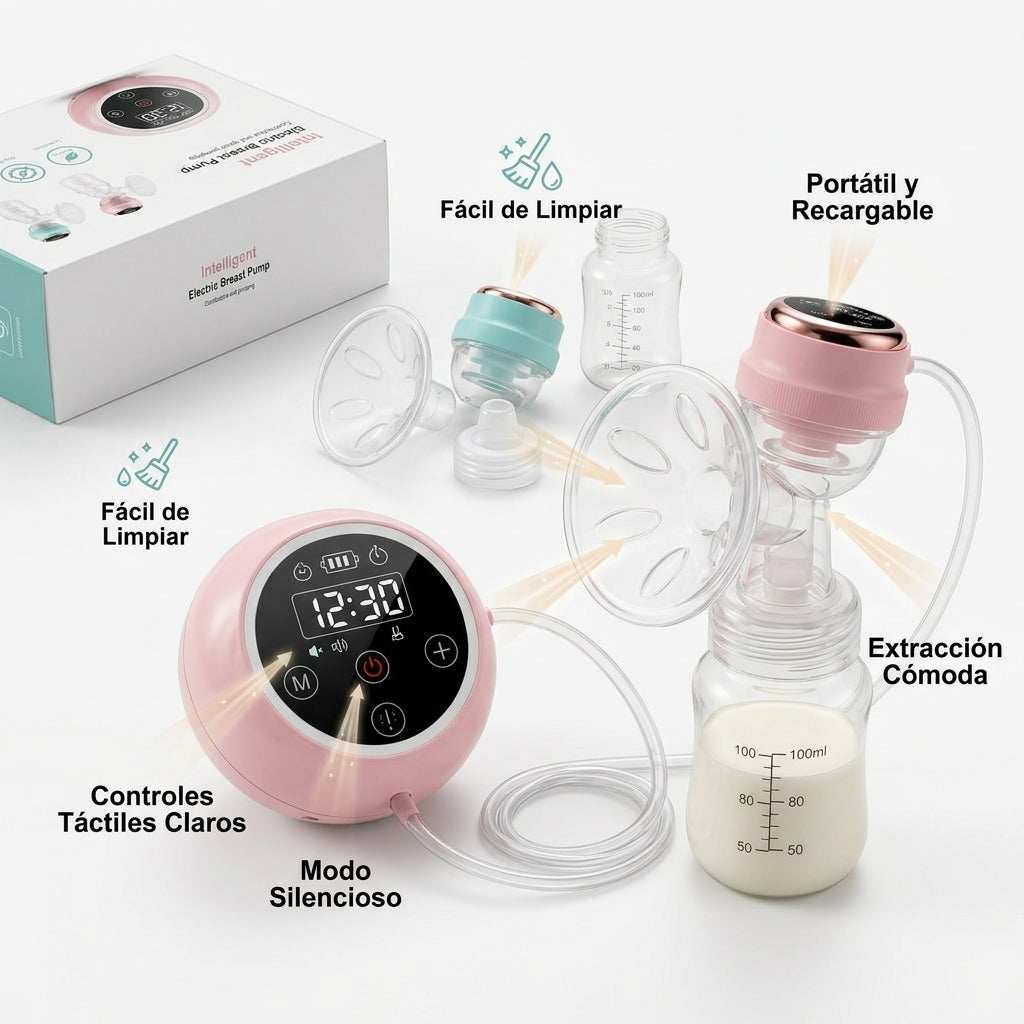Extractor De Leche Eléctrico Doble BZ-8003 Con Pantalla LED Y 9 Niveles