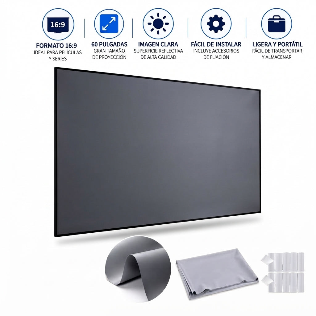 Tela Para Proyector ALR 60 Pulgadas 16:9 Reflectiva
