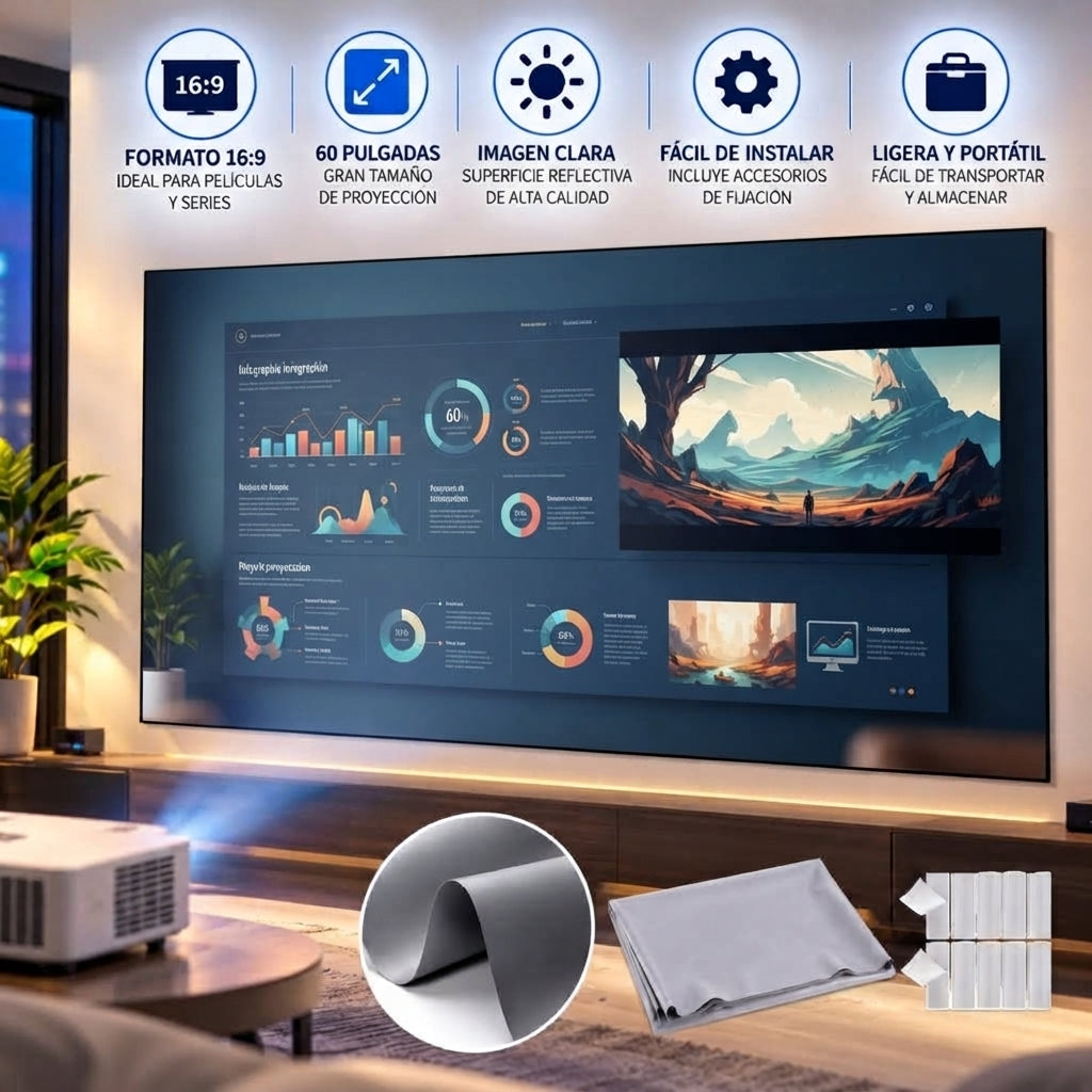 Tela Para Proyector ALR 60 Pulgadas 16:9 Reflectiva