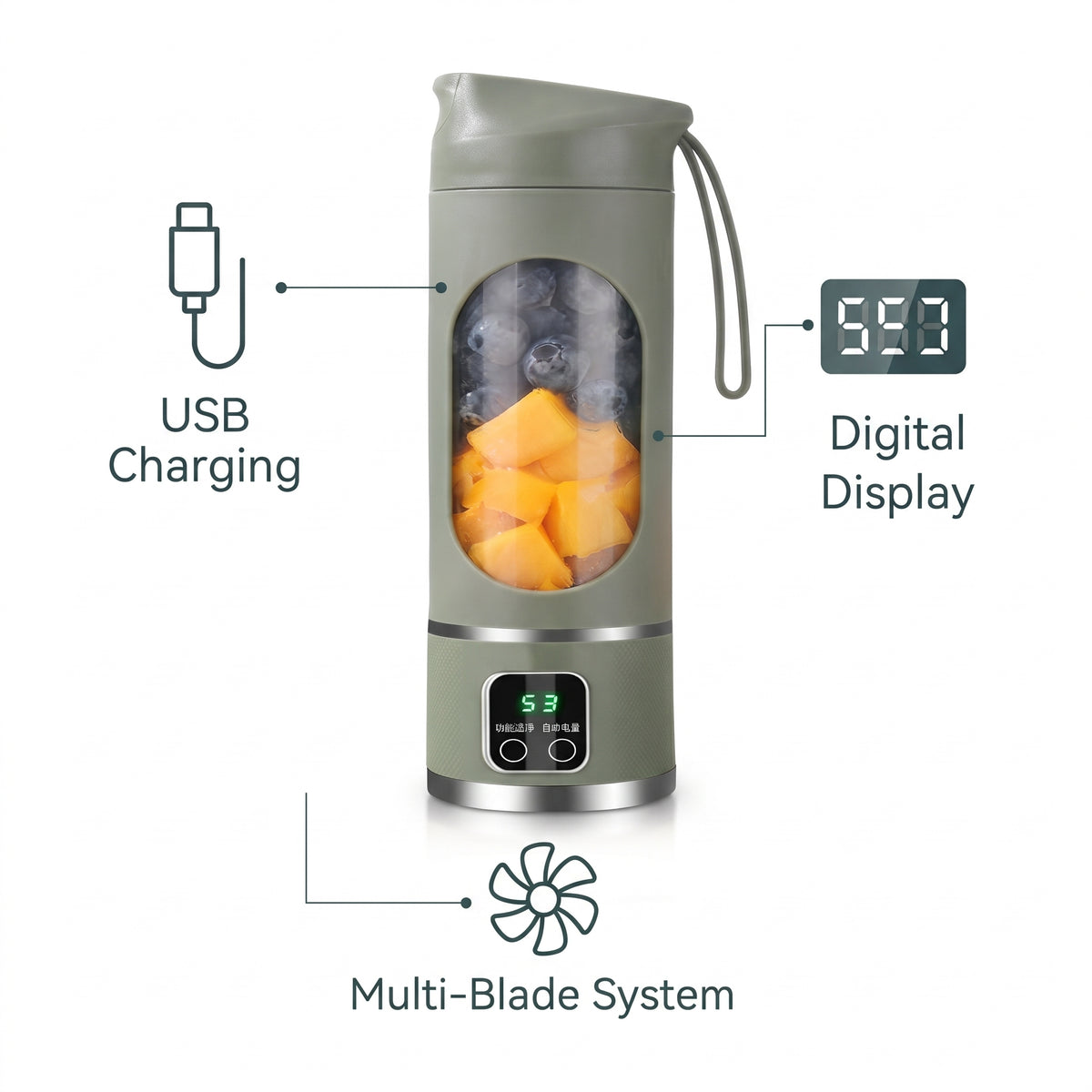 Mini Licuadora Premium Recargable Tipo Botella Para Batidos Y Smoothies