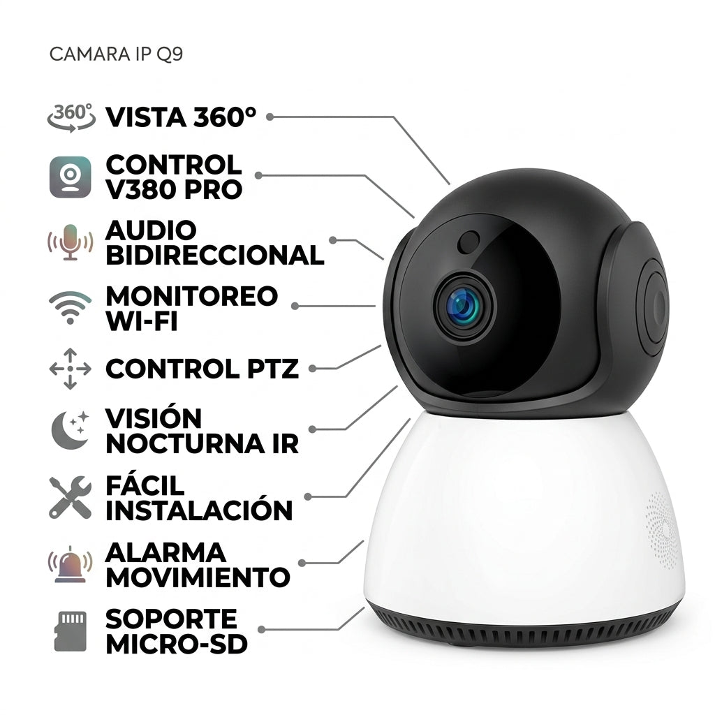 Cámara IP Q9 WiFi Con App V380