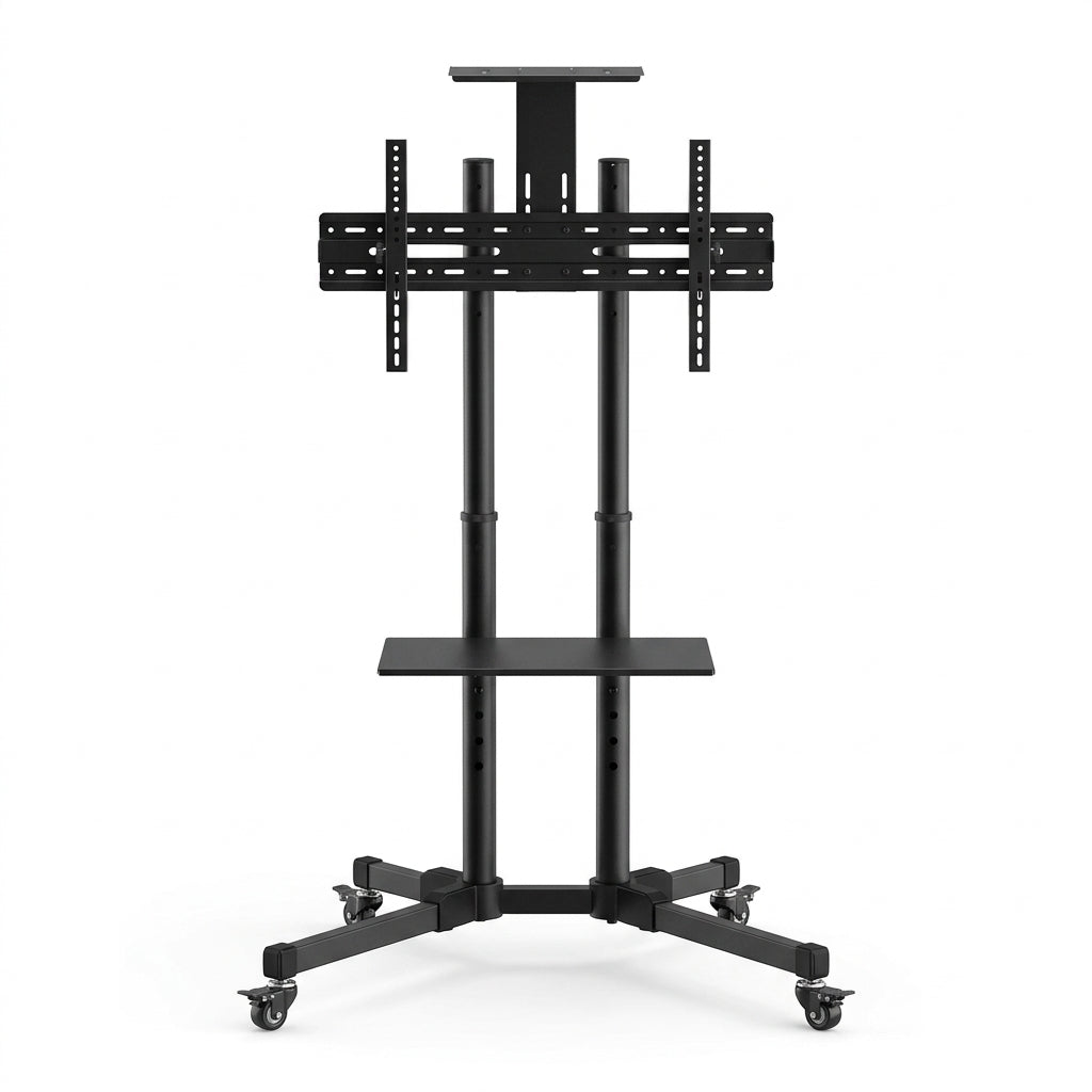 Soporte Base Pedestal Tv 32 70 Móvil Ruedas Ajustable 50k Color Negro