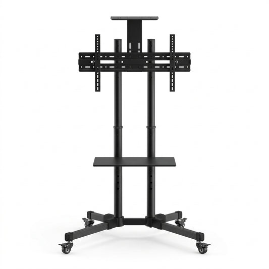 Soporte Base Pedestal Tv 32 70 Móvil Ruedas Ajustable 50k Color Negro