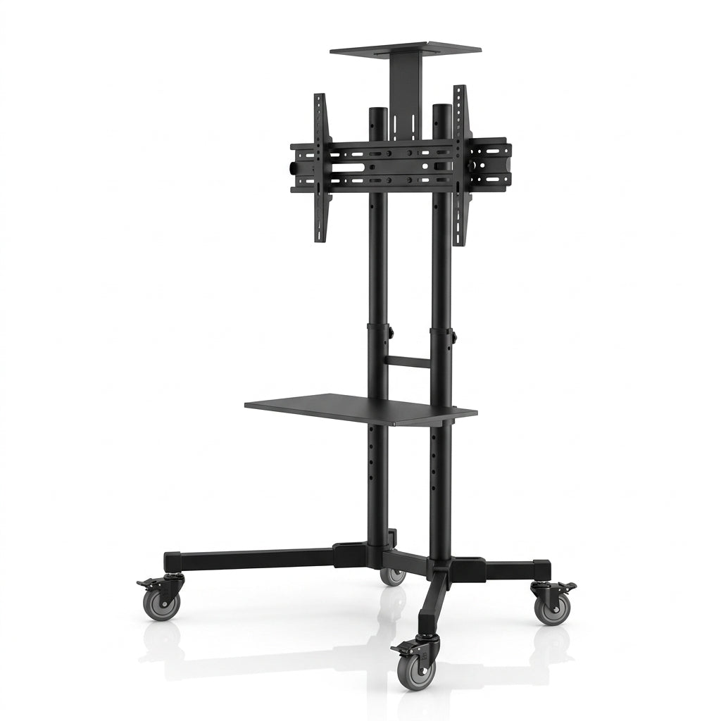 Soporte Base Pedestal Tv 32 70 Móvil Ruedas Ajustable 50k Color Negro
