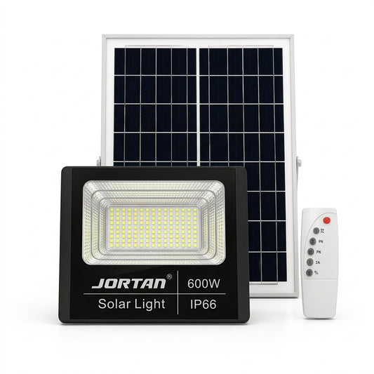 Reflector Solar LED JORTAN 600W con Panel Solar y Control Remoto IP66