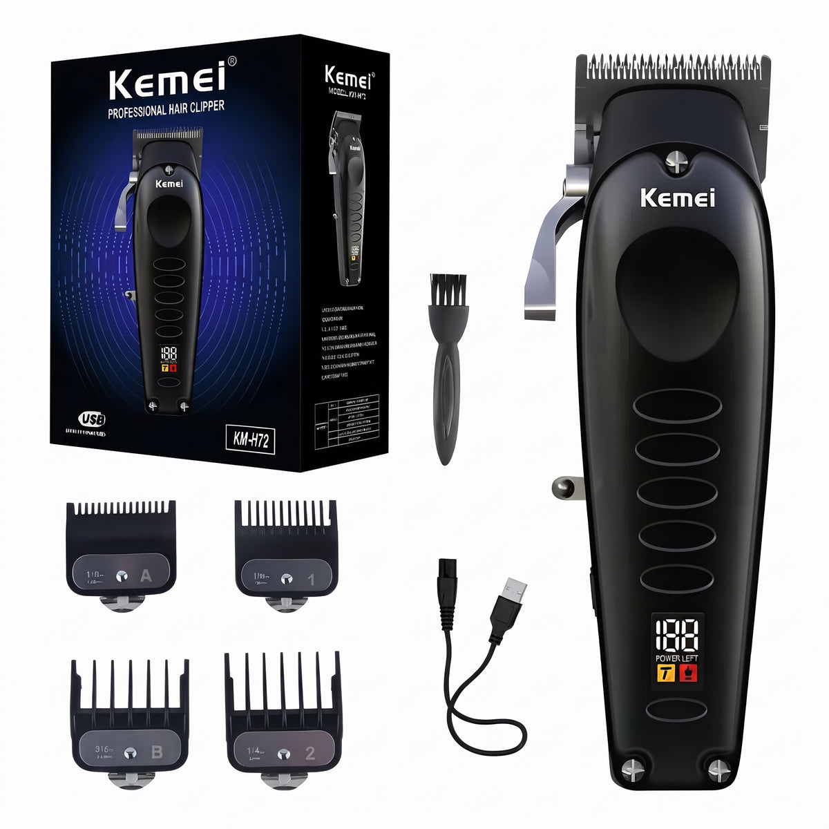 Peluquera Profesional Kemei H72 Inalámbrica De 2.500 mAh Con Pantalla Digital