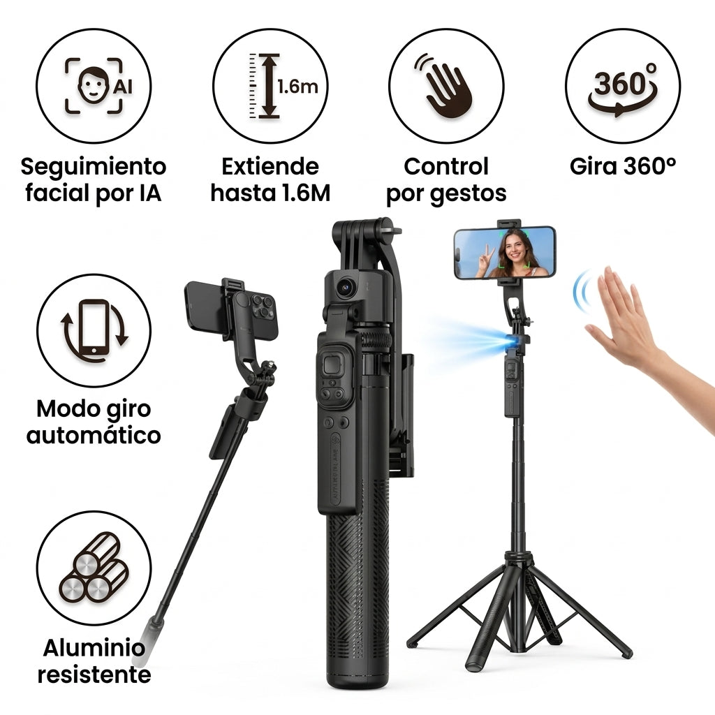 Trípode Palo Selfie C17 Con Seguimiento Facial IA