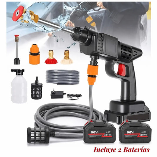 Hidrolavadora Portátil Inalámbrica 96V | Doble Batería | Boquilla 6 Chorros