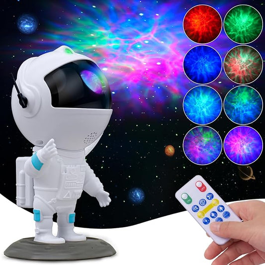 Proyector Astronauta Galaxia LED 8 Colores Con Nebulosa Y Estrellas Para Decoración Y Luz Nocturna