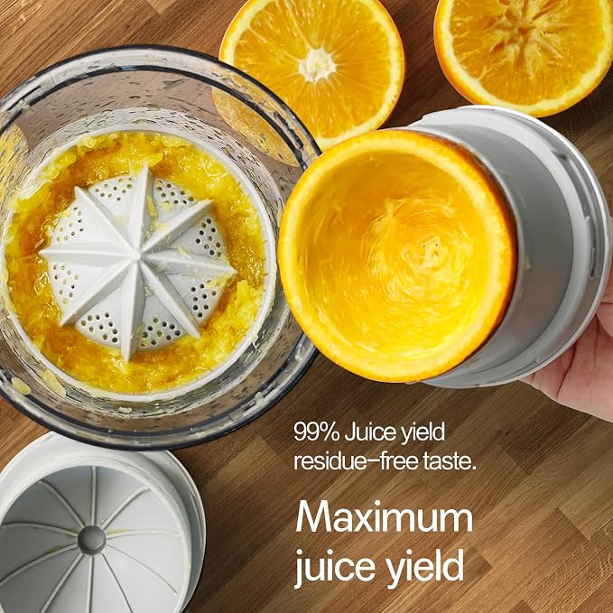 Exprimidor Eléctrico Recargable - Exprimidor de Cítricos con Tipo-c Recargable para Jugo de Naranja, Limón y Pomelo. (Blanco-45W)