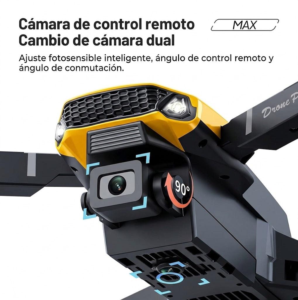 Mini Dron Plegable E88 Max Amarillo Control Remoto con Pantalla