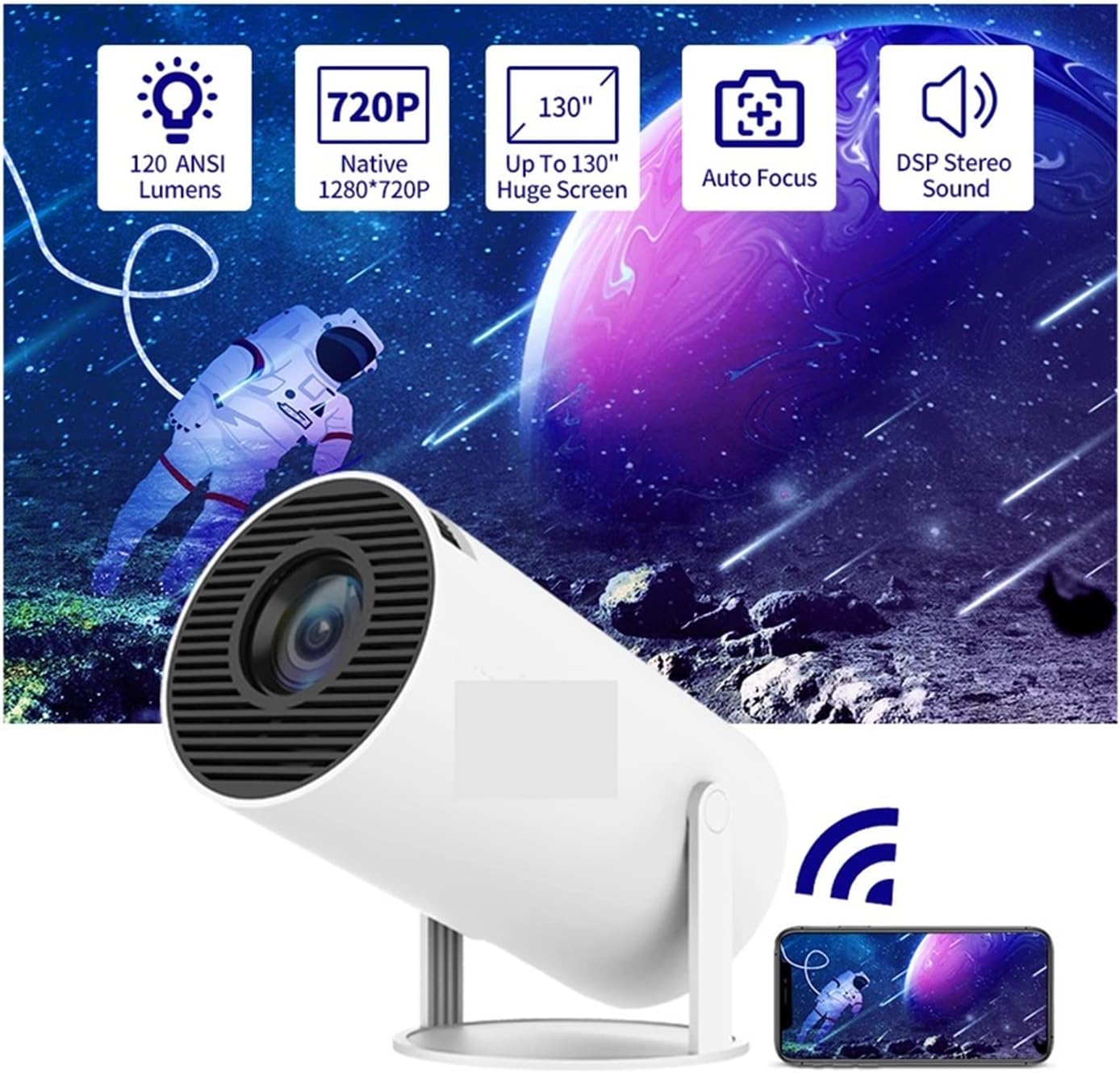 Mini Proyector Smart HY300 Portátil – Cine en Casa 4K Android 11, WiFi y Bluetooth