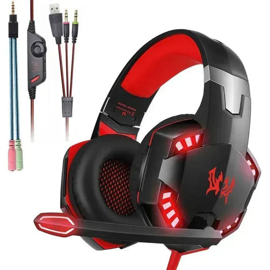 Auriculares Gamer Kotion G2000 Over-Ear Negro/Rojo PS4 Xbox One Jack 3.5mm
