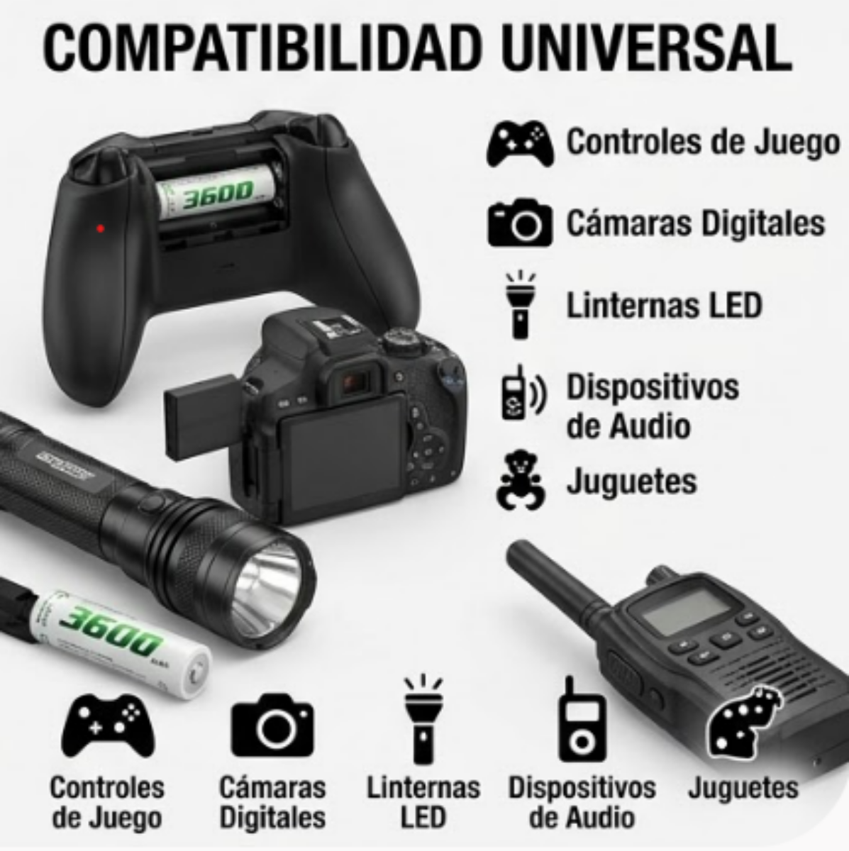 Pilas Recargables Aa X2 De Alta Capacidad Ironbat 3600 Mah